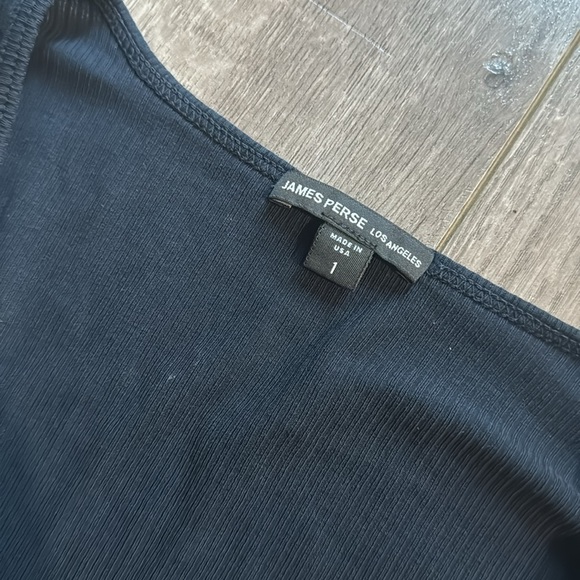 James Perse navy u-neck 3/4 sleeve ribbed tee size 1 small - Picture 2 of 5